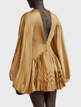 Acler Marion Flutter Sleeve Mini Dress in Caramel