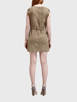 Joie Maroone Sleeveless Mini Suede Dress in Light Army Green