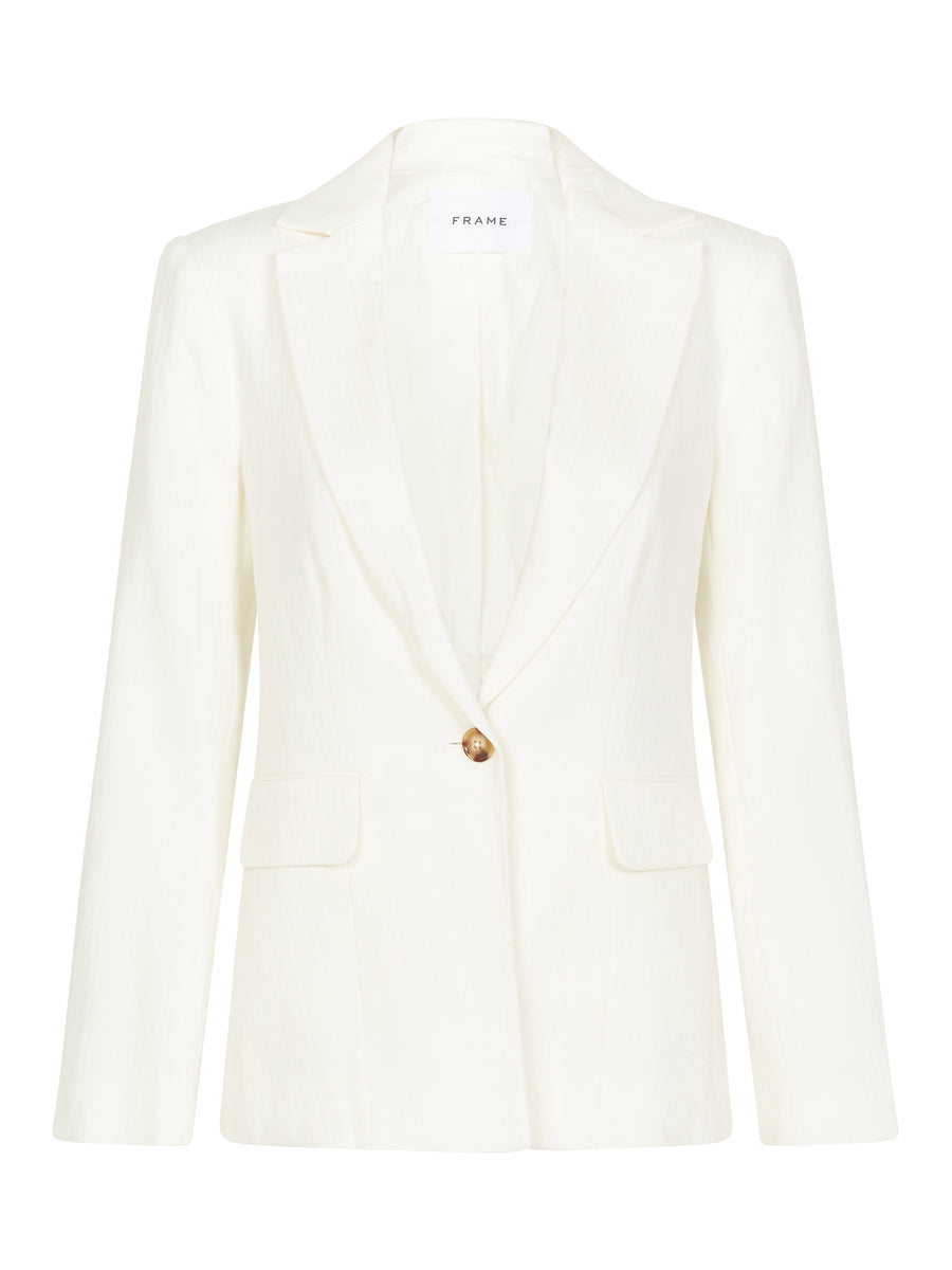 Frame Denim Classic Fine Blazer in Off White Order Of Style