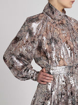 IRO Rosalia Long Sleeve Dress in Grey Metallic