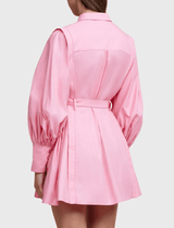 Acler Caughley Long Sleeved Mini Dress in Tulip Pink- Shop At orderofstyle.com