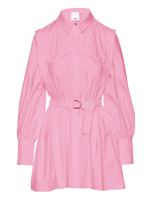 Acler Caughley Long Sleeved Mini Dress in Tulip Pink- Shop At orderofstyle.com