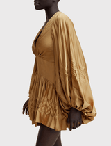 Acler Marion Flutter Sleeve Mini Dress in Caramel