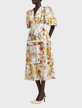 Acler Marston Short Sleeved Midi Dress in Monet Garden Print- Shop At orderofstyle.com