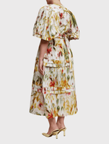 Acler Marston Short Sleeved Midi Dress in Monet Garden Print - Shop At orderofstyle.com
