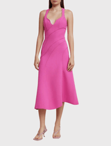 Acler Newgate Midi Dress in Magenta Pink