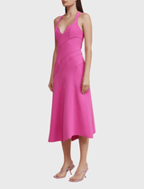 Acler Newgate Midi Dress in Magenta Pink