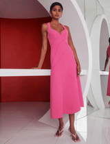 Acler Newgate Midi Dress in Magenta Pink