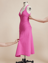 Acler Newgate Midi Dress in Magenta Pink