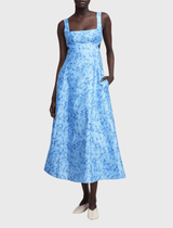 Acler Pennant Sleeveless Maxi Dress in Blue Iris Print
