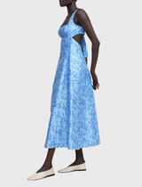 Acler Pennant Sleeveless Maxi Dress in Blue Iris Print