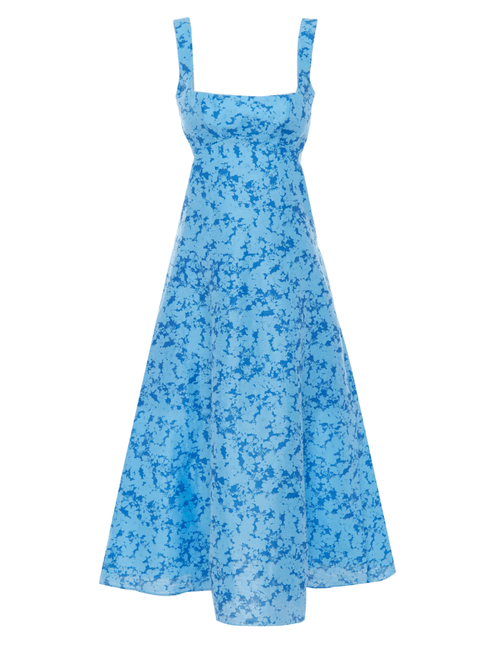 Acler Pennant Sleeveless Maxi Dress in Blue Iris Print