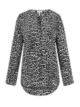 Joie Purine Long Sleeve Shirt in Vanilla / Caviar Snow Leopard Print 