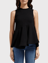 Available At Order Of Style Nicholas Crepe Flare Hem Tank in Black