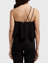 Available at Order Of Style Nicholas Crepe Rouleaux Flare Cropped Top in Black