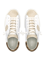 Philippe Model PRSX Low Sneaker in Leo Blanc Brun