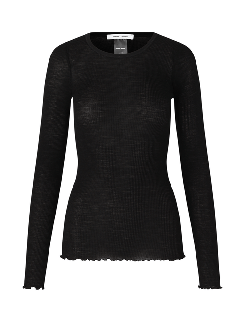 Samsoe Samsoe Doudo Long Sleeve Rib Top in Black