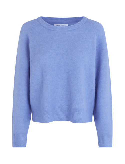 Samsoe Samsoe Nor o-n Short Crew Neck Knit Sweater in Iolite