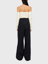 Róhe Smocked Off-Shoulder Top in Off-White