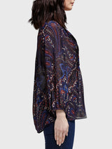 JOIE VANDREA PAISLEY PRINT SHEET BLOUSE-DEEP SAPPHIRE