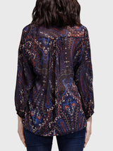 JOIE VANDREA PAISLEY PRINT SHEET BLOUSE-DEEP SAPPHIRE