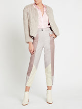 OOS-HBrandElleJacket-Chalk_BaumMoannaShirt-PinkLetMeDance_RTColorBlockTwillPant-MultiCombo_SolSanaJeromeBoot-White