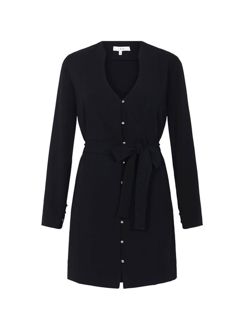 IRO Sikte Long Sleeve Mini Shirt Dress in Black