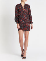 RO Janus Long Sleeve Mini Dress in Red Black