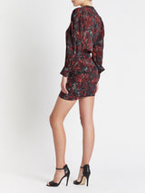 RO Janus Long Sleeve Mini Dress in Red Black