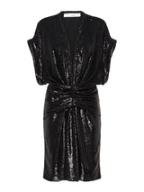 IRO Lilou Plunge Neck Mini Dress in Black Sequin