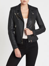 IRO Newhan Leather Jacket in Slate Grey