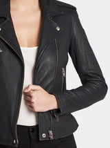 IRO Newhan Leather Jacket in Slate Grey