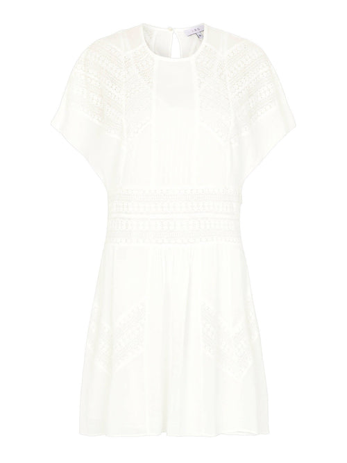 IRO Vilda Short Sleeved Lacey Shift Dress in White