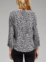 Joie Purine Long Sleeve Shirt in Vanilla / Caviar Snow Leopard Print 