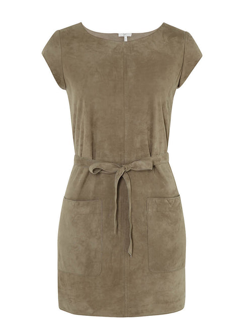 Joie Maroone Sleeveless Mini Suede Dress in Light Army Green