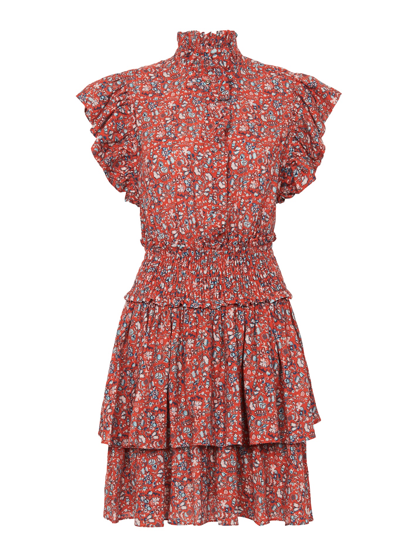 rebecca taylor red floral dress Floral Print Midi Length Dress