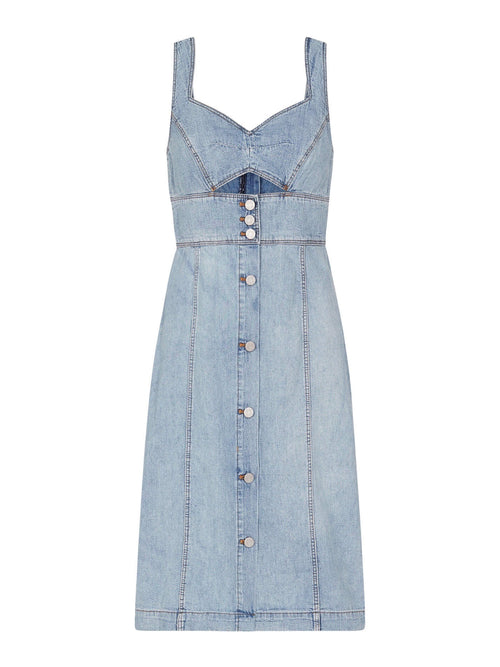 rebecca taylor la vie denim dress REBECCA TAYLOR La Vie Navy Wash Tissue Denim Smocked Midi Dress L = 10/12 NEW