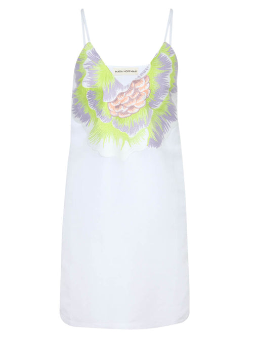 mara hoffman embroidered dress Mara Hoffman Flower Embroidered V Neck Dress