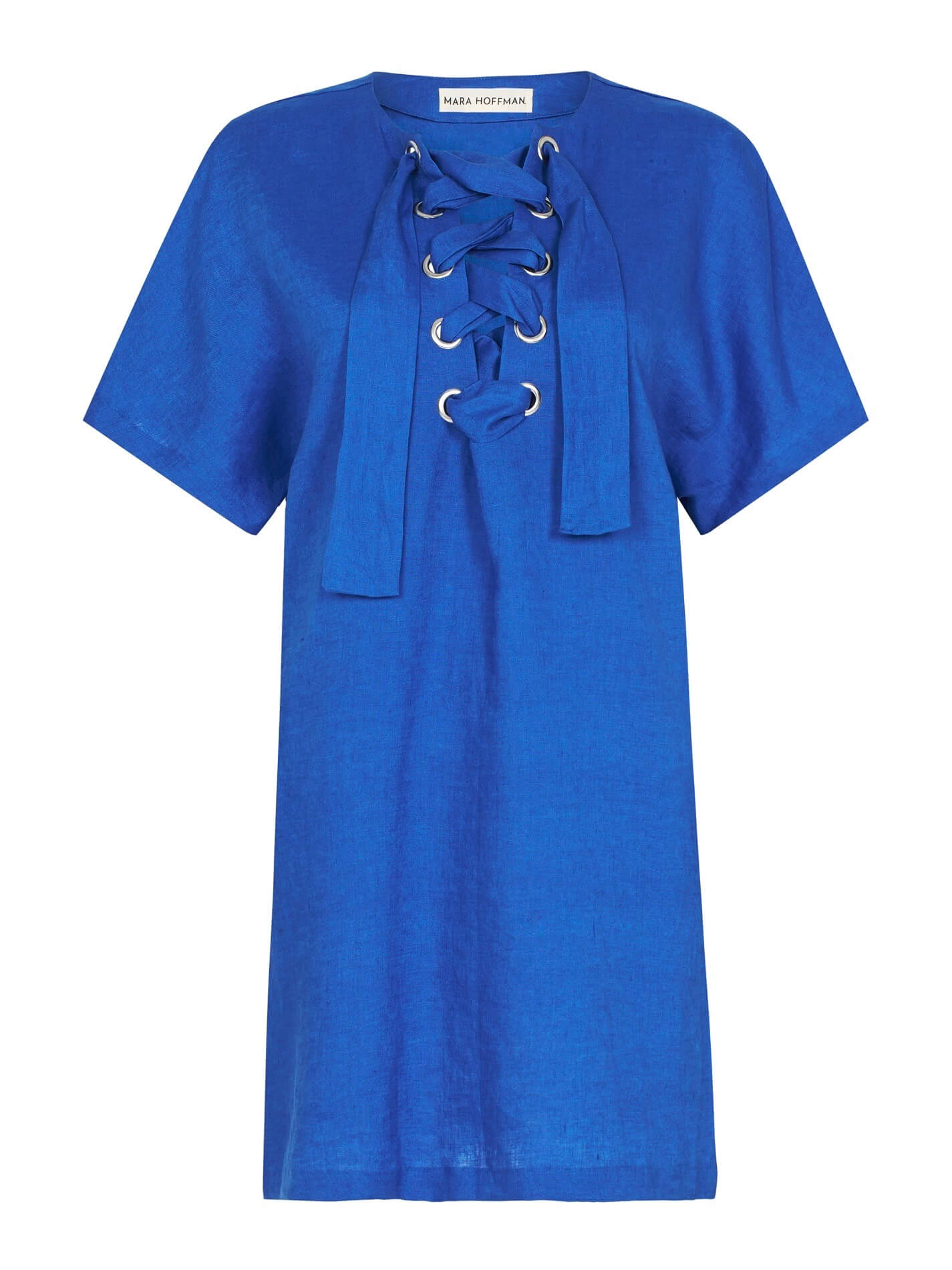 Mara Hoffman Lace Up Mini Dress in Cobalt Order Of Style Mara Hoffman Lace Up Mini Dress in Cobalt Order Of Style