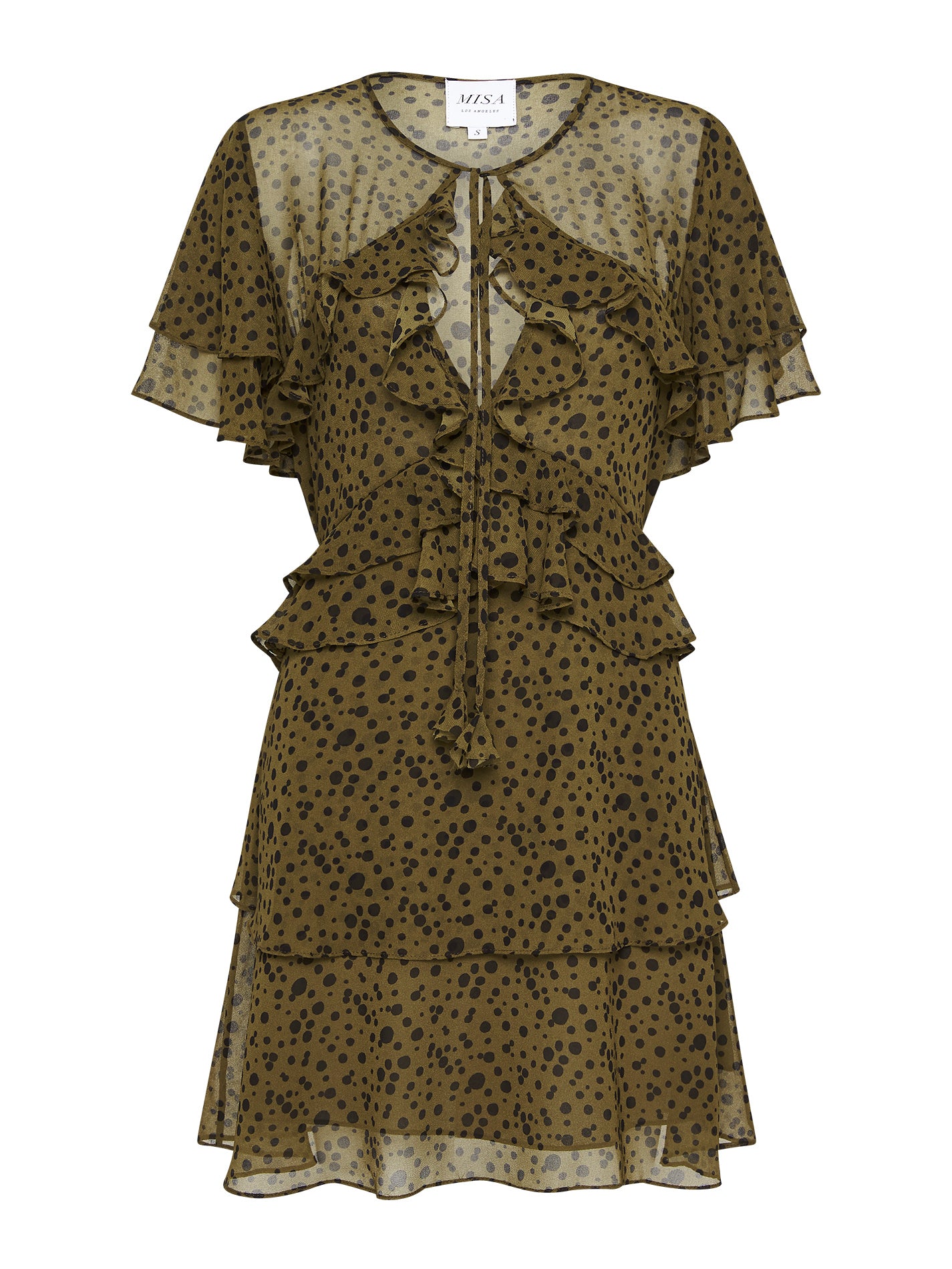 Misa Los Angeles Ignacia Short Sleeve Mini Dress in Green Polka Dot Order Of Style Misa Los Angeles Ignacia Short Sleeve Mini Dress in Green Polka Dot Order Of Style
