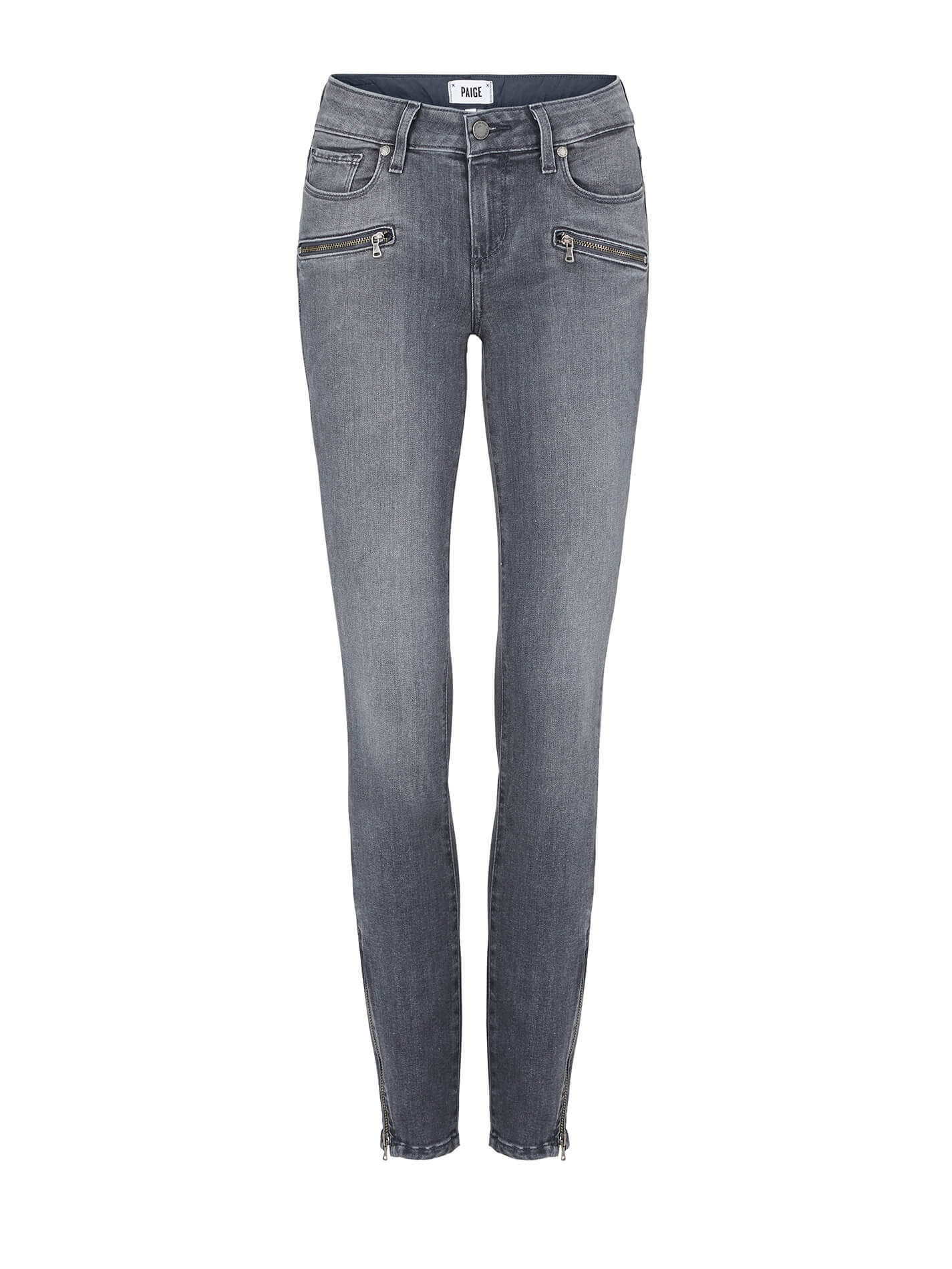 Grey sales zipper jeans