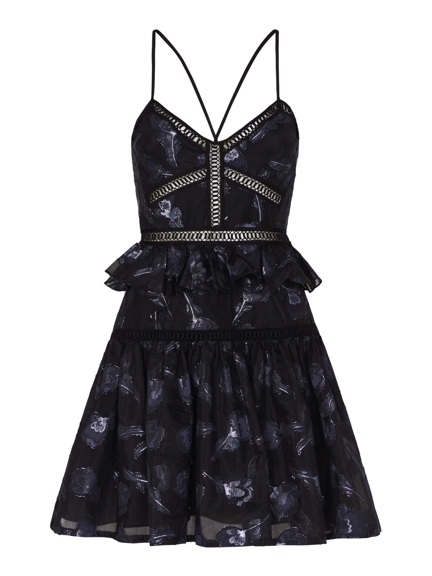 Rebecca Taylor Floral Jacquard Dress in Black Navy Order Of Style
