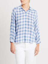Natalie Linen Check Blouse