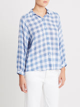 Natalie Linen Check Blouse