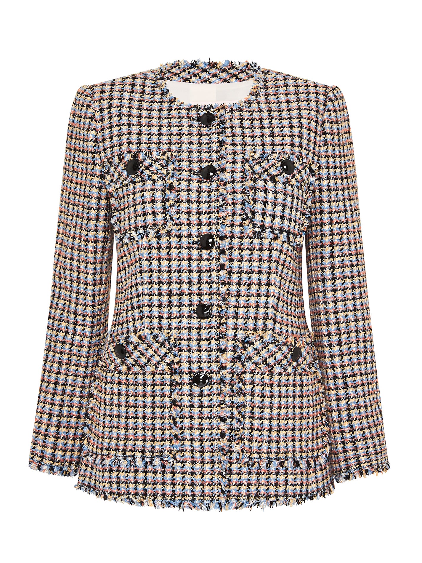 Rebecca Taylor Houndstooth Tweed Jacket in Robins Egg Combo Order Of Style