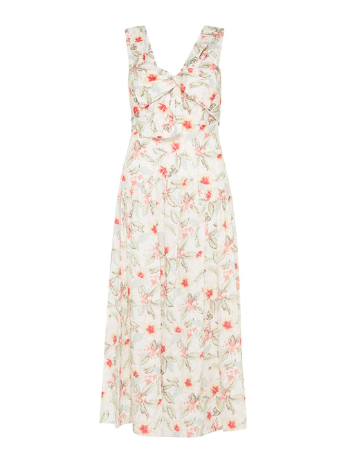 rebecca taylor floral midi dress NWT REBECCA TAYLOR FLAME FUR LINEN BLEND MIDI DRESS SIZE 4 $395