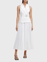 Acler Cliff Pleated Skirt Midi Dress in Ivory