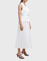 Acler Cliff Pleated Skirt Midi Dress in Ivory