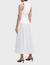 Acler Cliff Pleated Skirt Midi Dress in Ivory