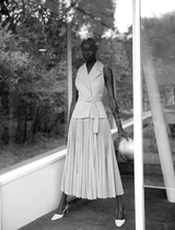 Acler Cliff Pleated Skirt Midi Dress in Ivory